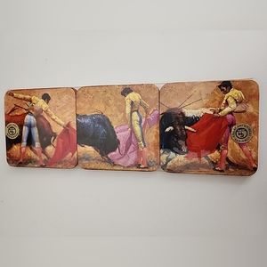 VINTAGE HEMA SET OF 6 CORK  COASTERS POSAVASOS Fantasia Made In Spain. NEW.